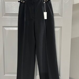 Abercrombie & Fitch Sloane Tailored Hardware Wide Leg Pant Black Women's Pants